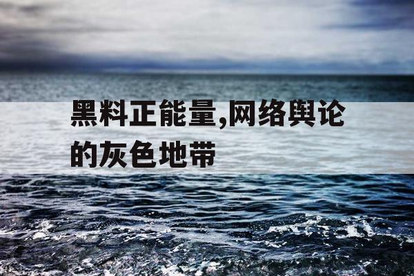 黑料正能量,网络舆论的灰色地带