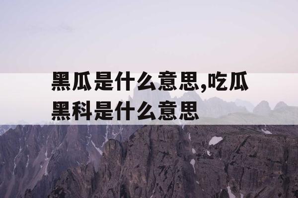 黑瓜是什么意思,吃瓜黑科是什么意思